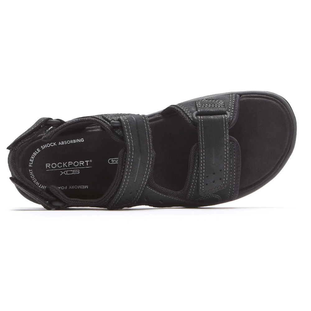 Rockport Sandals For Mens Black - Trail Technique Adjustable Velcro - BC0679134